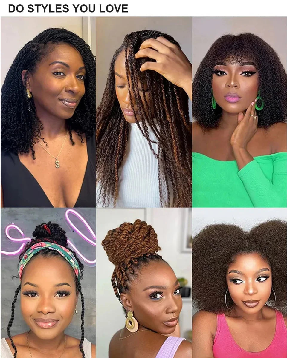 Sleek Highlight Braids Afro Kinky Bulk Hair No Attachment QVR Afro Curly Bulk Human Hair For Braiding Brazilian Remy Dreadlock
