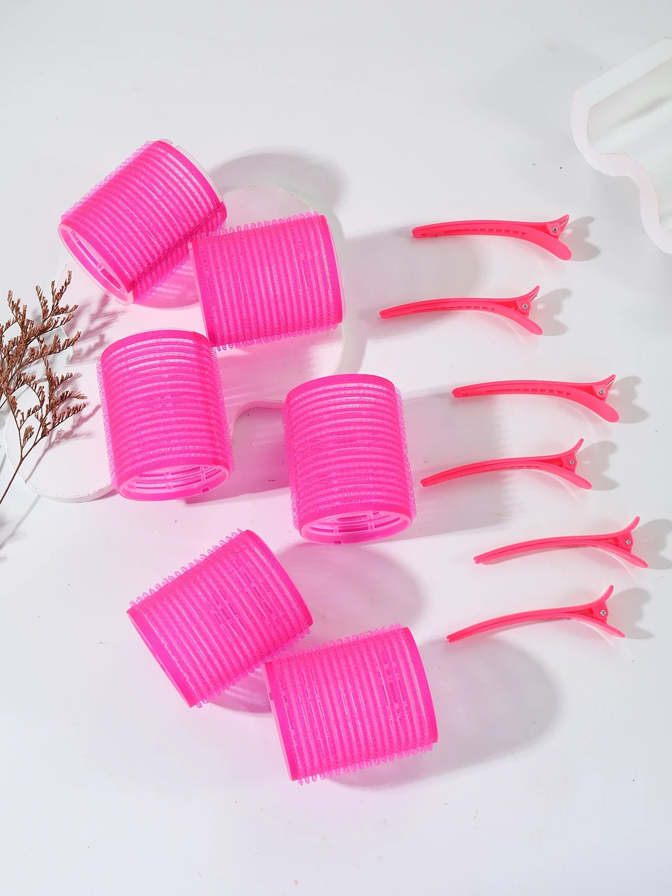 12pcs Curling Tool Set with 6 Non Heat Curlers and 6 Clips, available in multiple sizes Special for real hair wigs