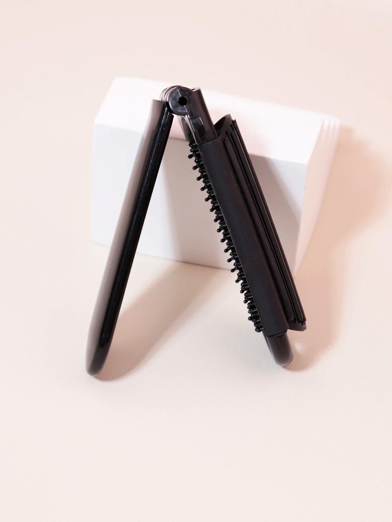 1pc Folding travel mirror hair brush, portable mini massage hair brush, suitable for outings，Special for real hair wigs