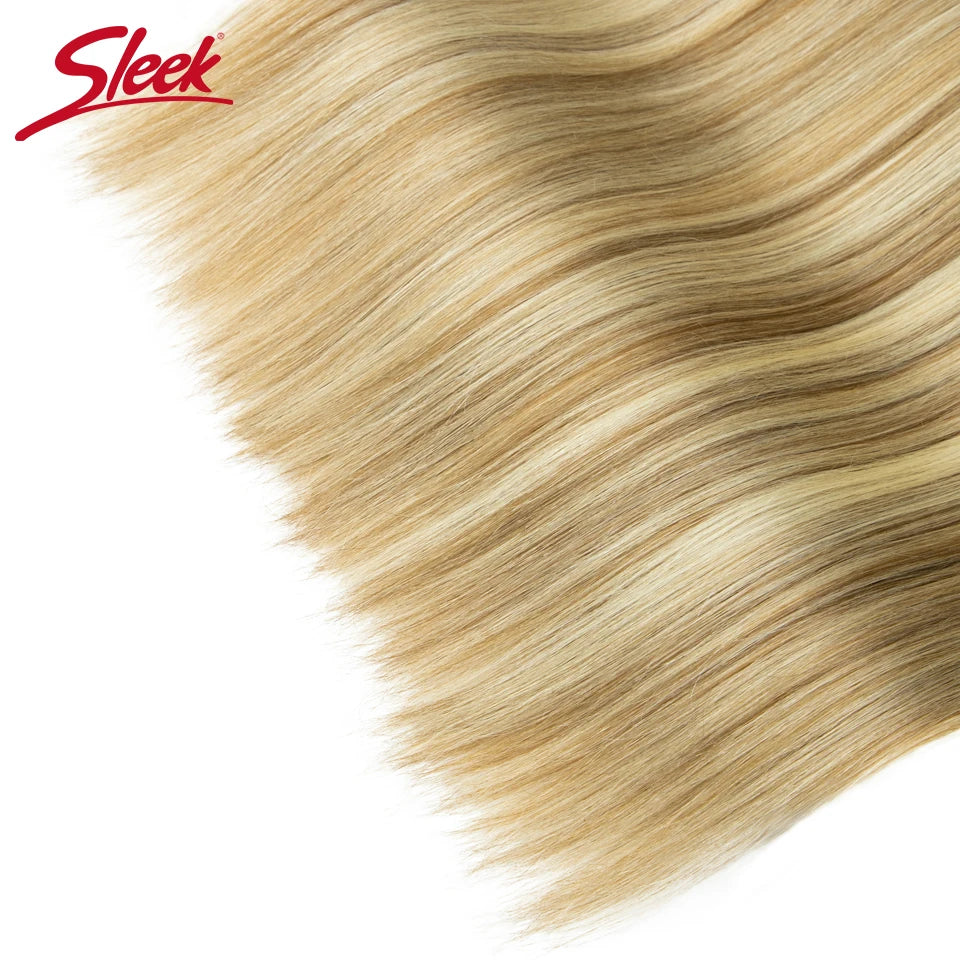 Sleek Peruvian Straight Human Hair Double Drawn Natural Human Hair Weave Bundles Highlight P4/27 P6/613 Remy Human Hair Bundle