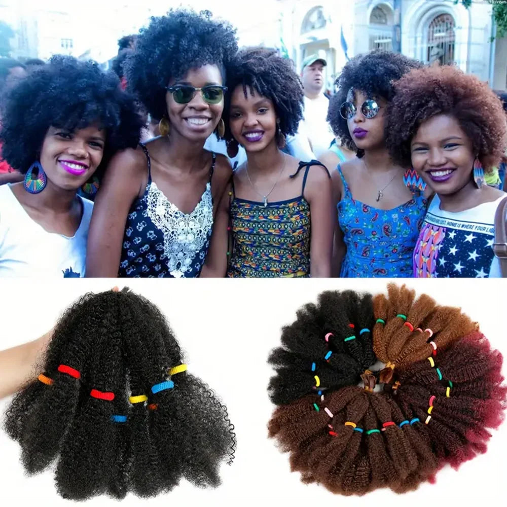 Afro Kinky Twist Braiding Hair 12 Inch Pre Fluffied Afro Kinky Hair Synthetic Bulk Hair Extensions For Women Ombre Braiding Hair