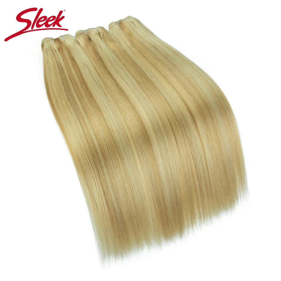 Sleek Peruvian Straight Human Hair Double Drawn Natural Human Hair Weave Bundles Highlight P4/27 P6/613 Remy Human Hair Bundle