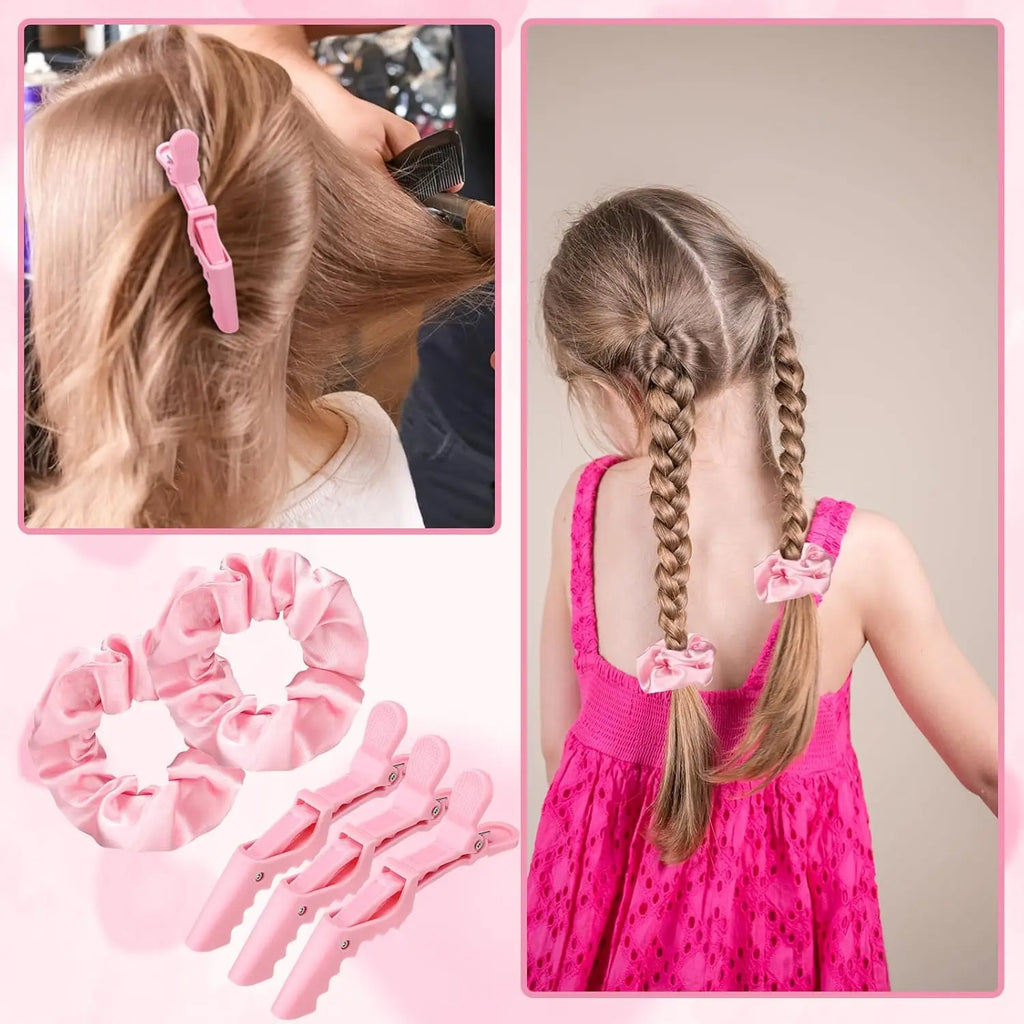 2025 New 14 Pcs Slick Back Hair Brush Set, Bristle Hair Brush with Spray Bottle,Hair Clip,Edge Brush for Women(Pink)