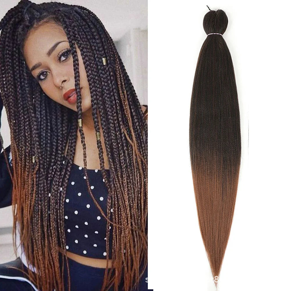 26 Inch Synthetic Black Braiding Hair Pre Stretched Easy Braids Yaki Texture Professional Braiding Hair Braids Hot Water Setting
