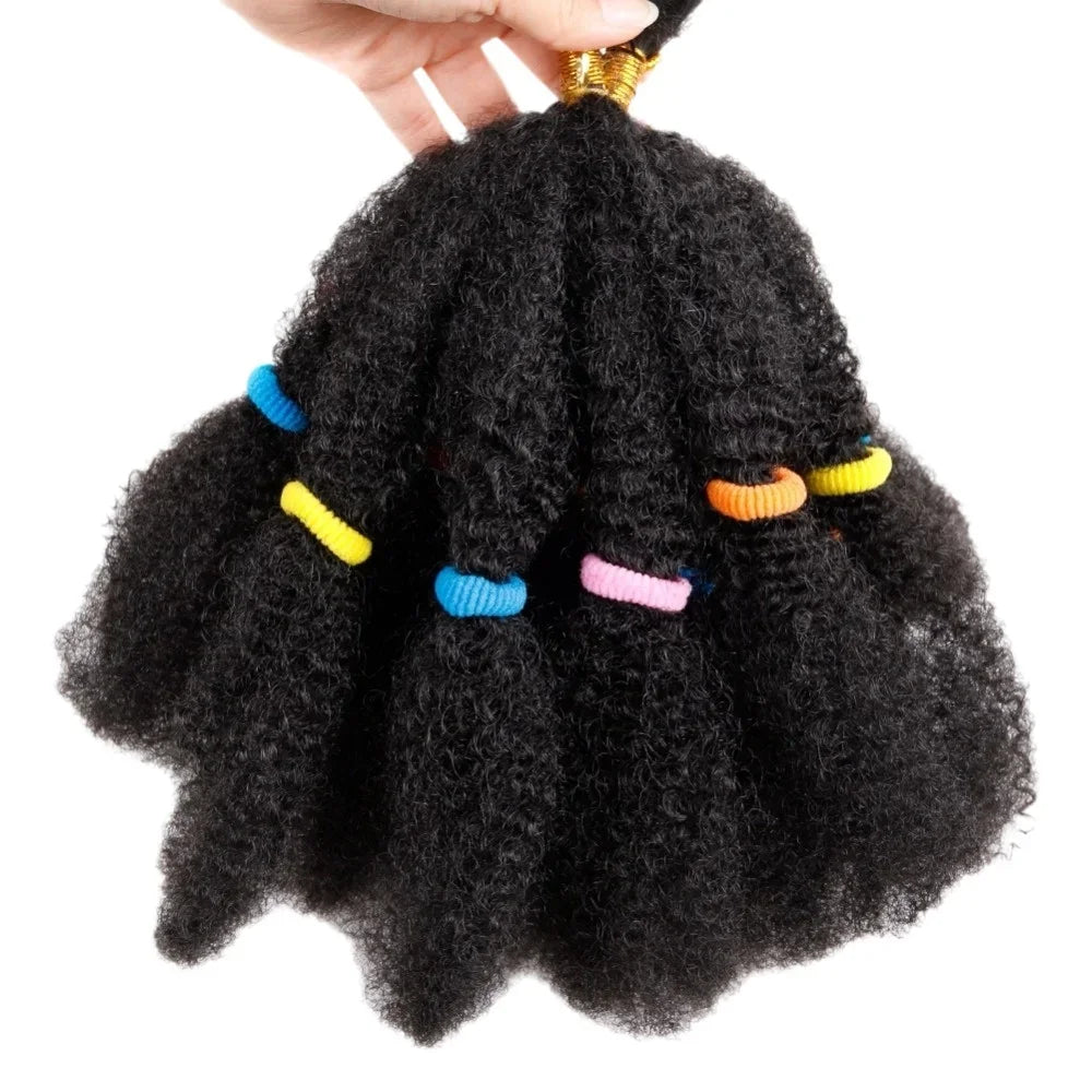 Afro Kinky Twist Braiding Hair 12 Inch Pre Fluffied Afro Kinky Hair Synthetic Bulk Hair Extensions For Women Ombre Braiding Hair