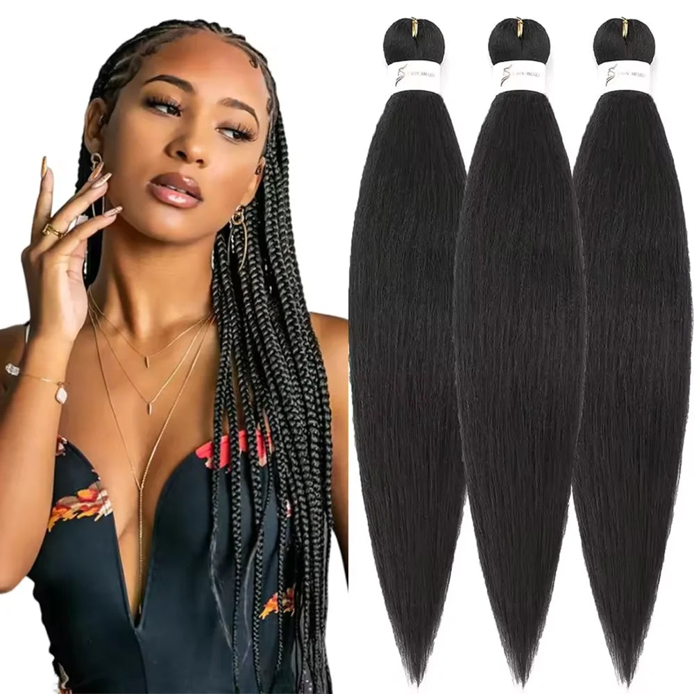 26 Inch Pre Stretched Braiding Hair Synthetic Easy Hair Yaki Straight Braids Wholesale Professional Hot Setting Set For Women
