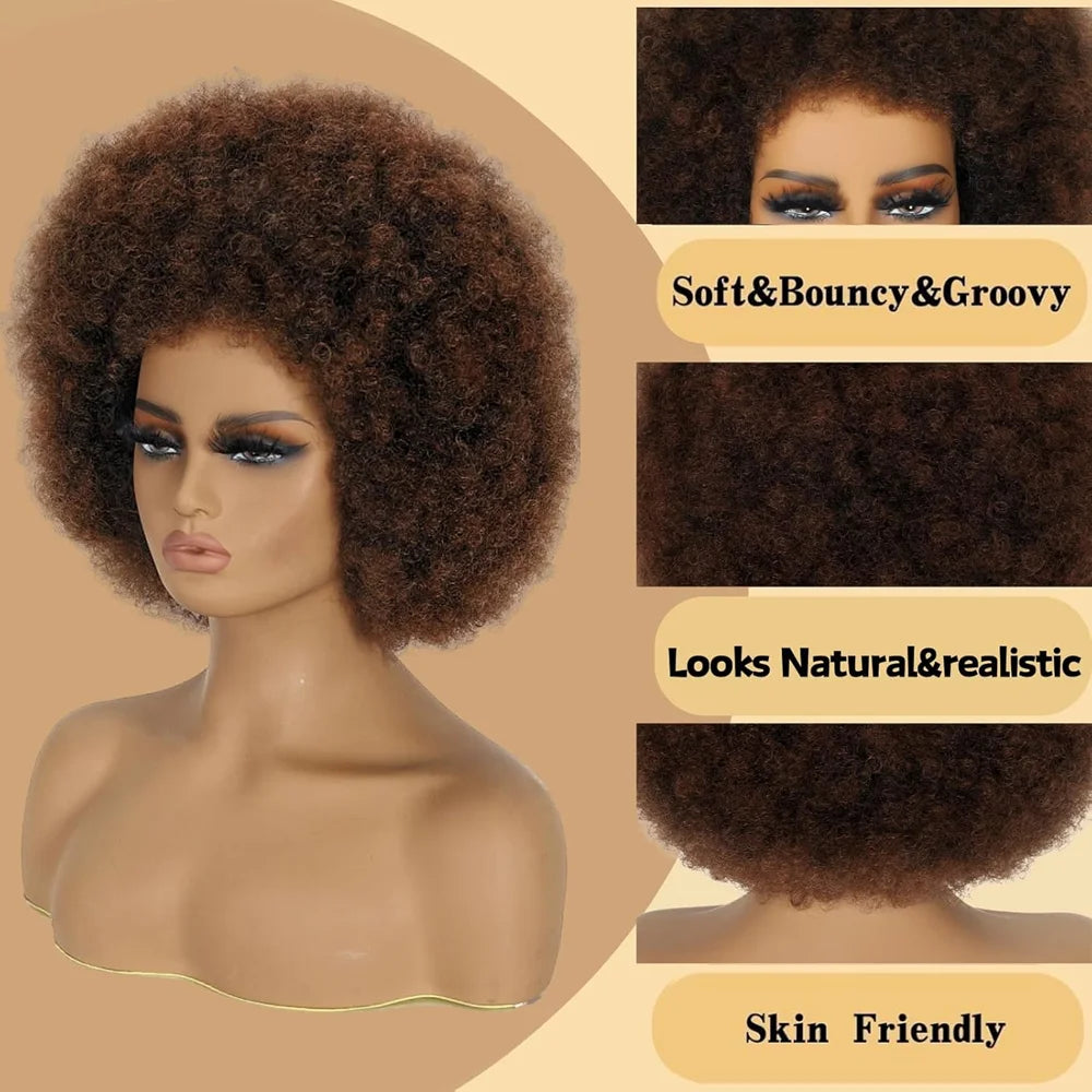 10inch Synthetic Afro Wigs Soft Natural Looking and Bouncy 70s Huge Fluffy Puff Wigs for Cosplay And Daily Party Cosplay Costume