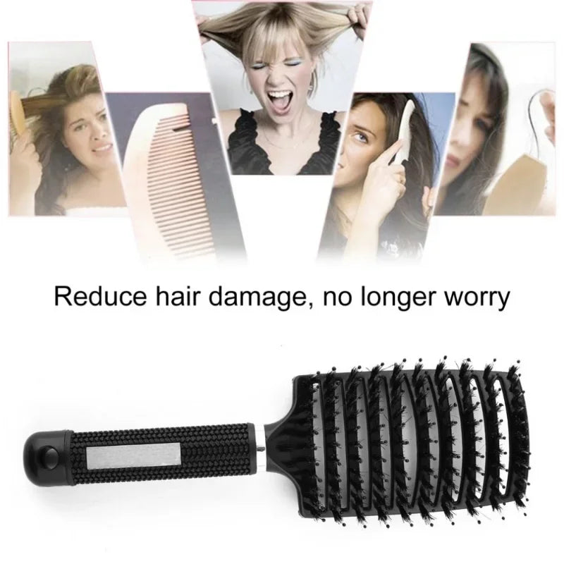 Hair Brush Exfoliating Hair Brush Bristle Women's Wet Curly Hair Comb Salon Hair Styling Tool，Special for Real Hair Wigs