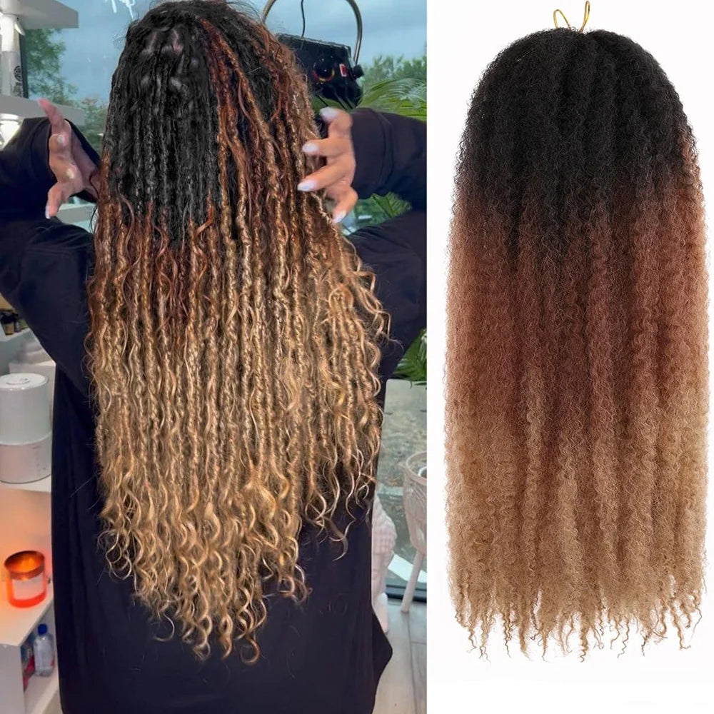1B/30/27 Synthetic Marley Hair 18 Inch Marley Twist Hair Afro Kinky Curly for Faux Locs Twist Hair Extensions 8strands/Pack