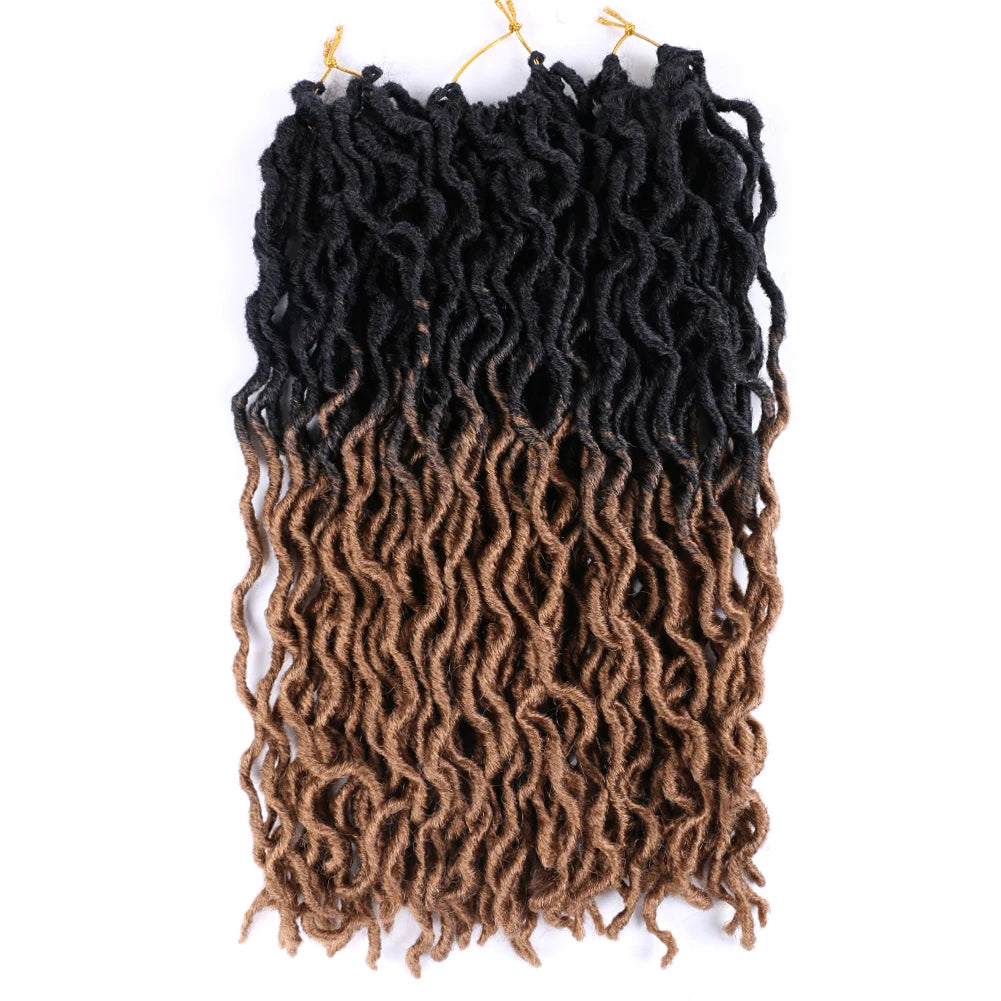 18inch Synthetic Gypsy Goddess Faux Locs Crochet Hair 24s/p Curly Twist Soft Pre-Looped Braids Dreadlocks Extensions for Women