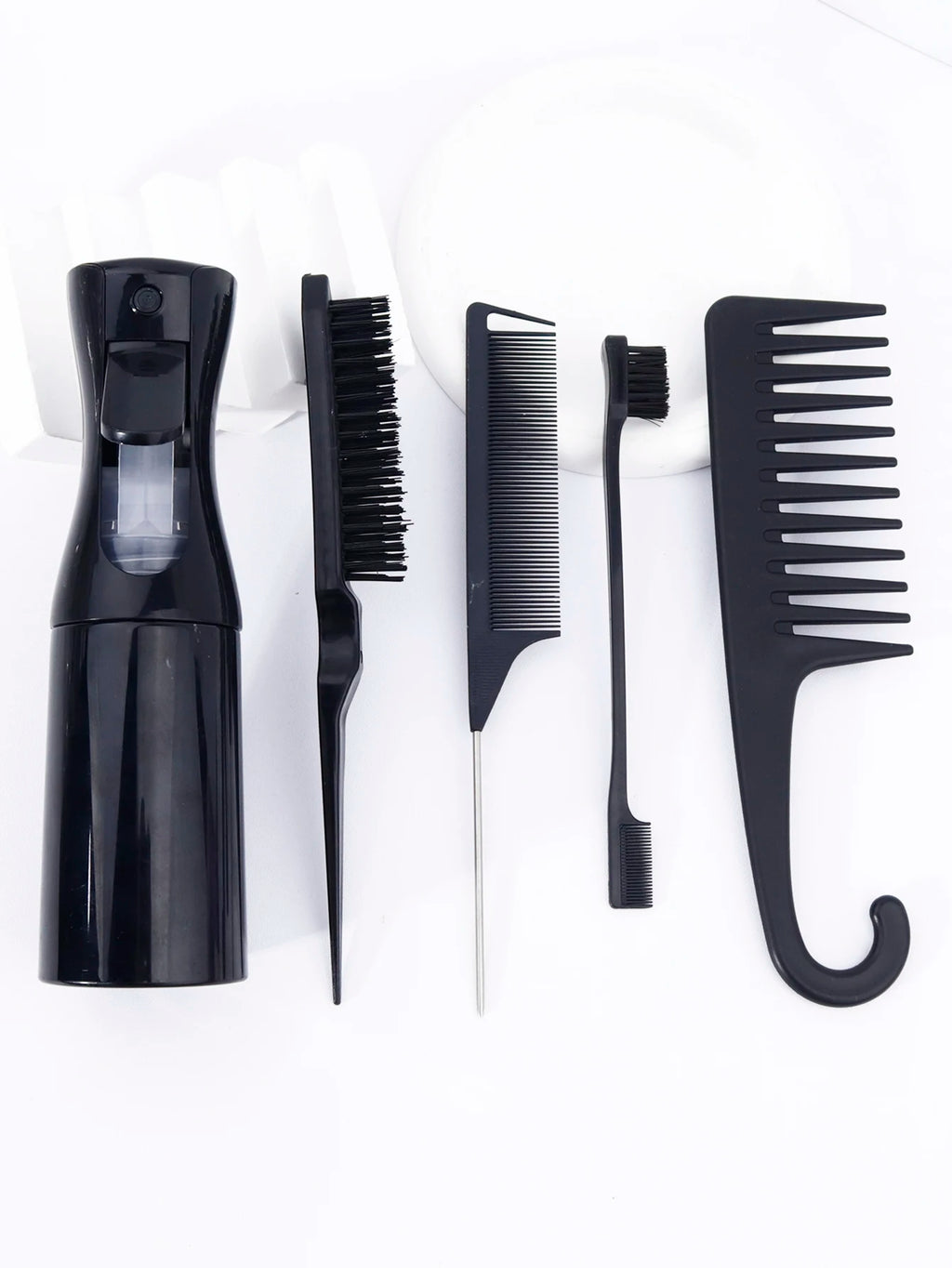 5 pieces/set of professional hairdressing tool set,with spray bottle and multi style comb set Special for Real Hair Wigs