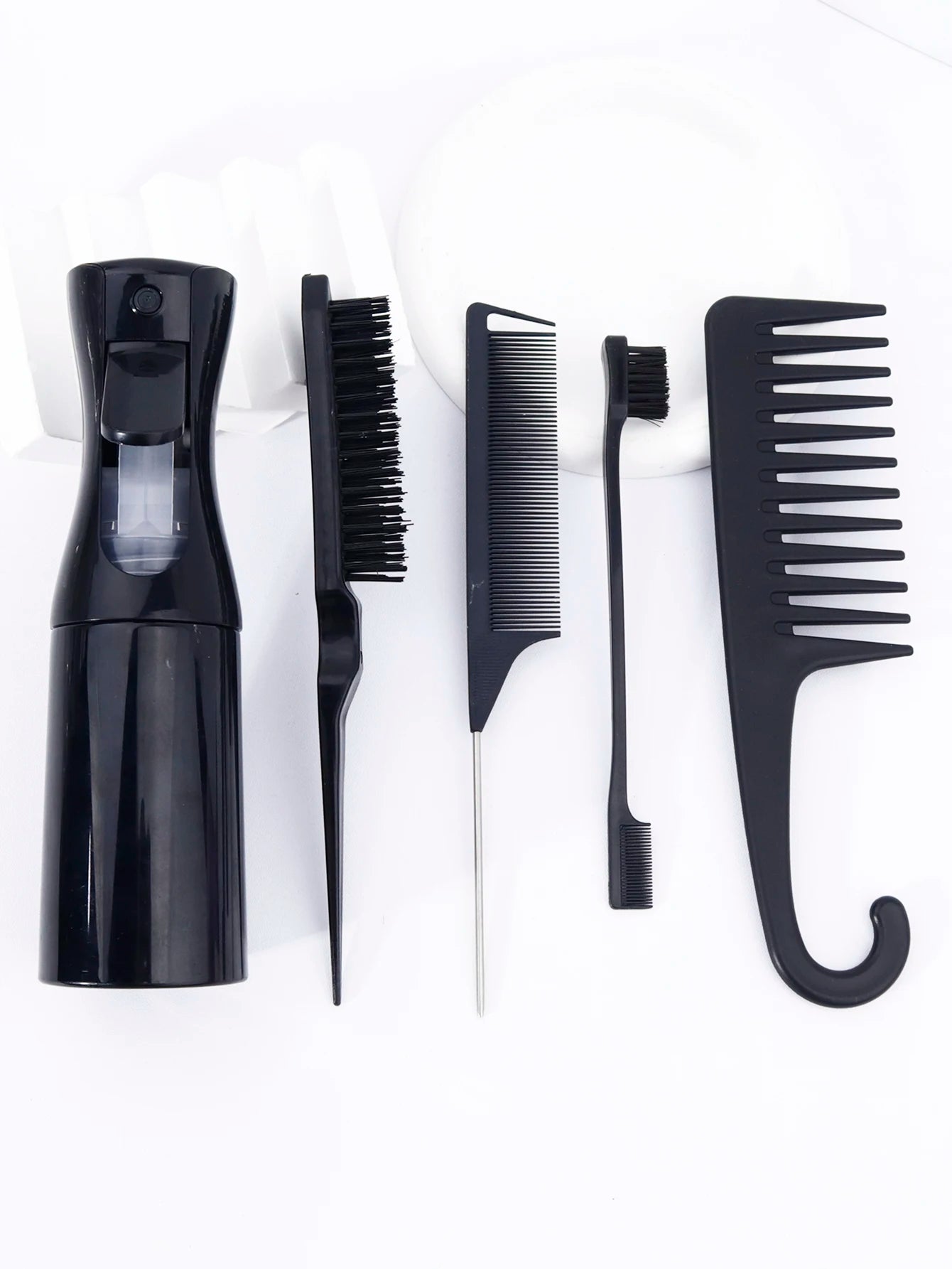 5 pieces/set of professional hairdressing tool set,with spray bottle and multi style comb set Special for Real Hair Wigs