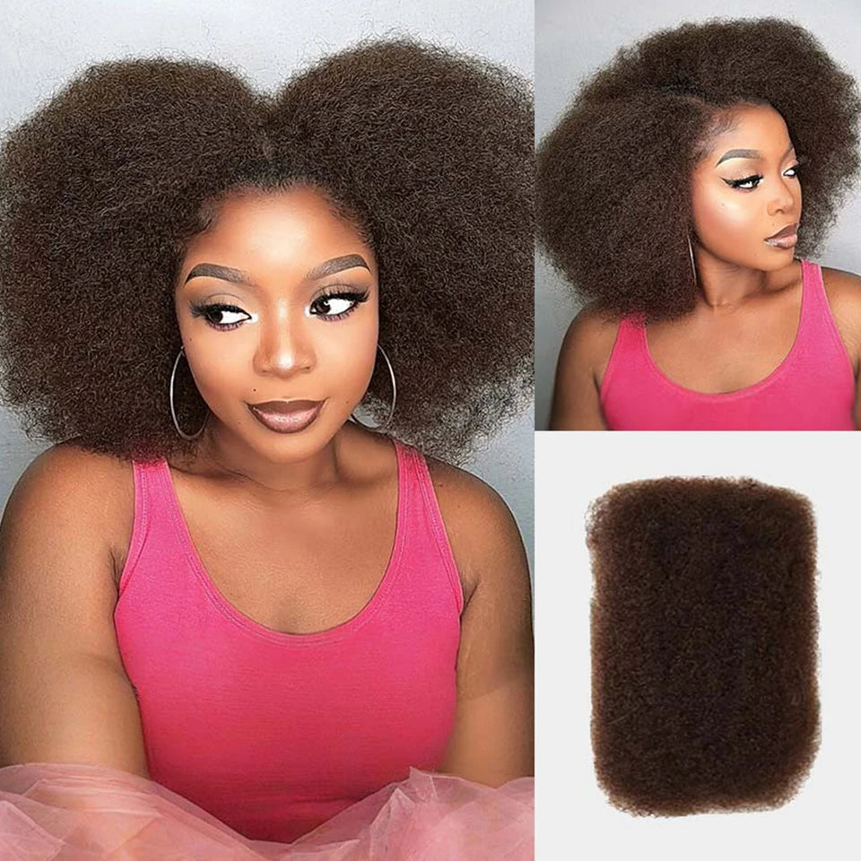 Sleek Highlight Braids Afro Kinky Bulk Hair No Attachment QVR Afro Curly Bulk Human Hair For Braiding Brazilian Remy Dreadlock