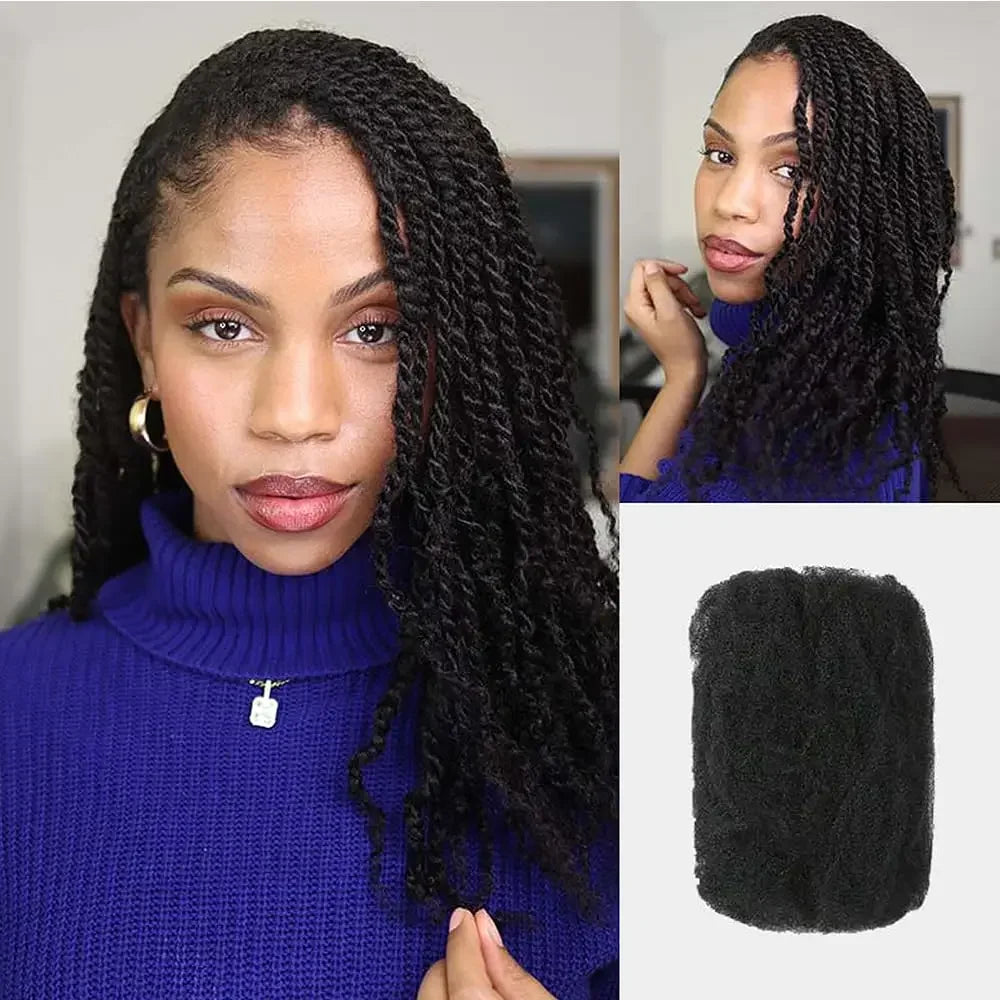 Big Sale Afro Kinky Bulk Human Hair For Braid Twists Curly Hair Extension Peruvian Hair For Dreadlock Extension Create Dreadlock