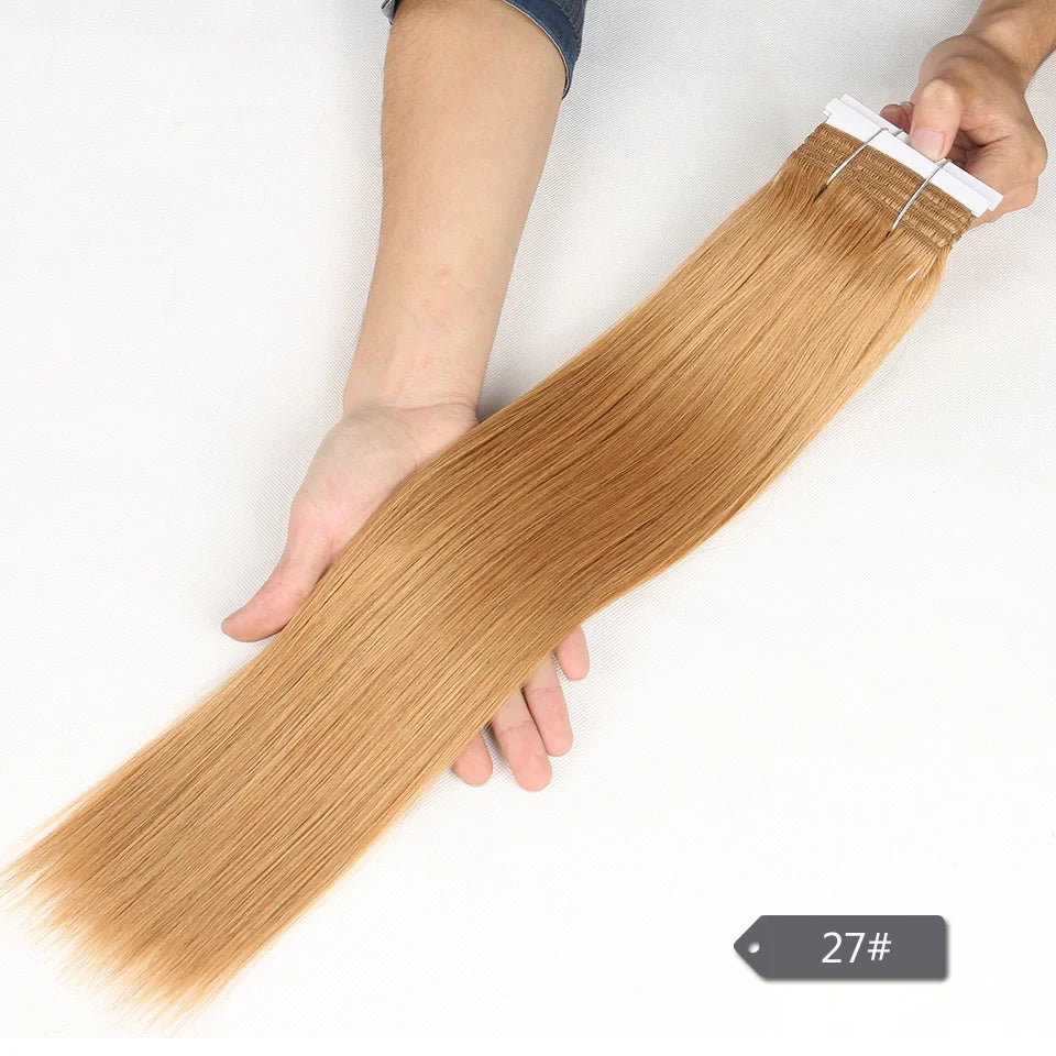 Sleek Brazilian Honey Blonde #27  Straight Hair Double Drawn Natural  Human Hair Weave Bundles Remy 6# 8# Human Hair Bundle