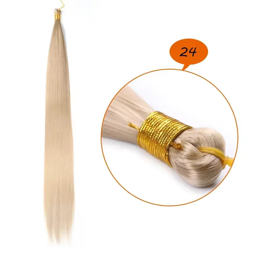 28 Inch Bone Straight Silky Crochet Braiding Hair 150g Synthetic Hair High Temperature Hair Extensions Hair Bundles for Women