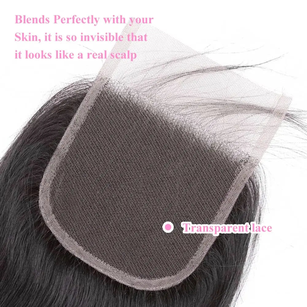 4x4 Closure Hand Tied Swiss Lace Human Hair Closure  Natural Brazilian Hair Straight Closure Lace Closure Human Hair For Women