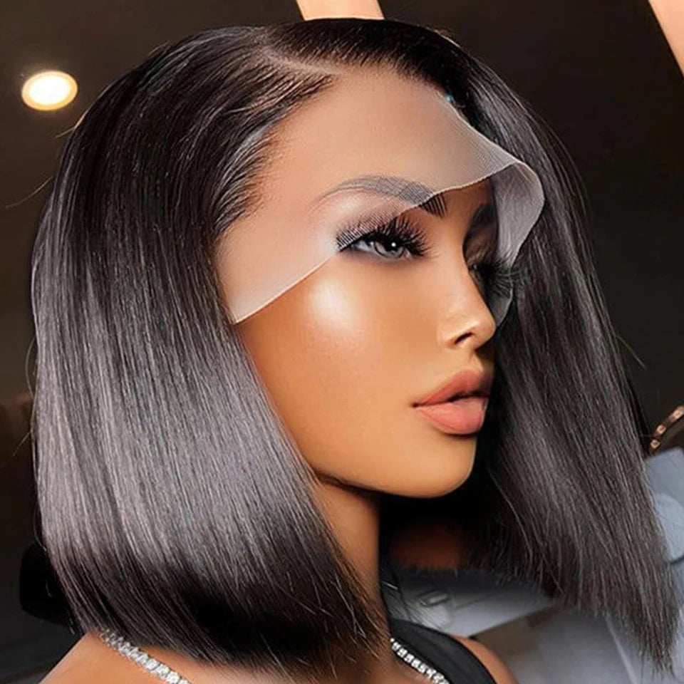 Straight Short Bob Lace Frontal Human Hair Wigs Ombre Blonde HD Transparent Brazilian Highlight 13x6x2 Lace Front Wig For Women