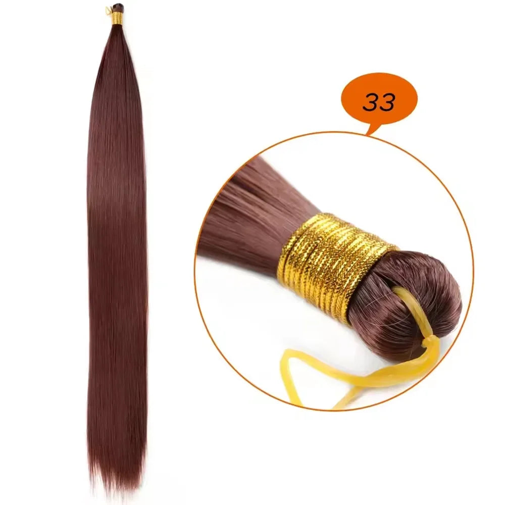 28 Inch Bone Straight Silky Crochet Braiding Hair 150g Synthetic Hair High Temperature Hair Extensions Hair Bundles for Women