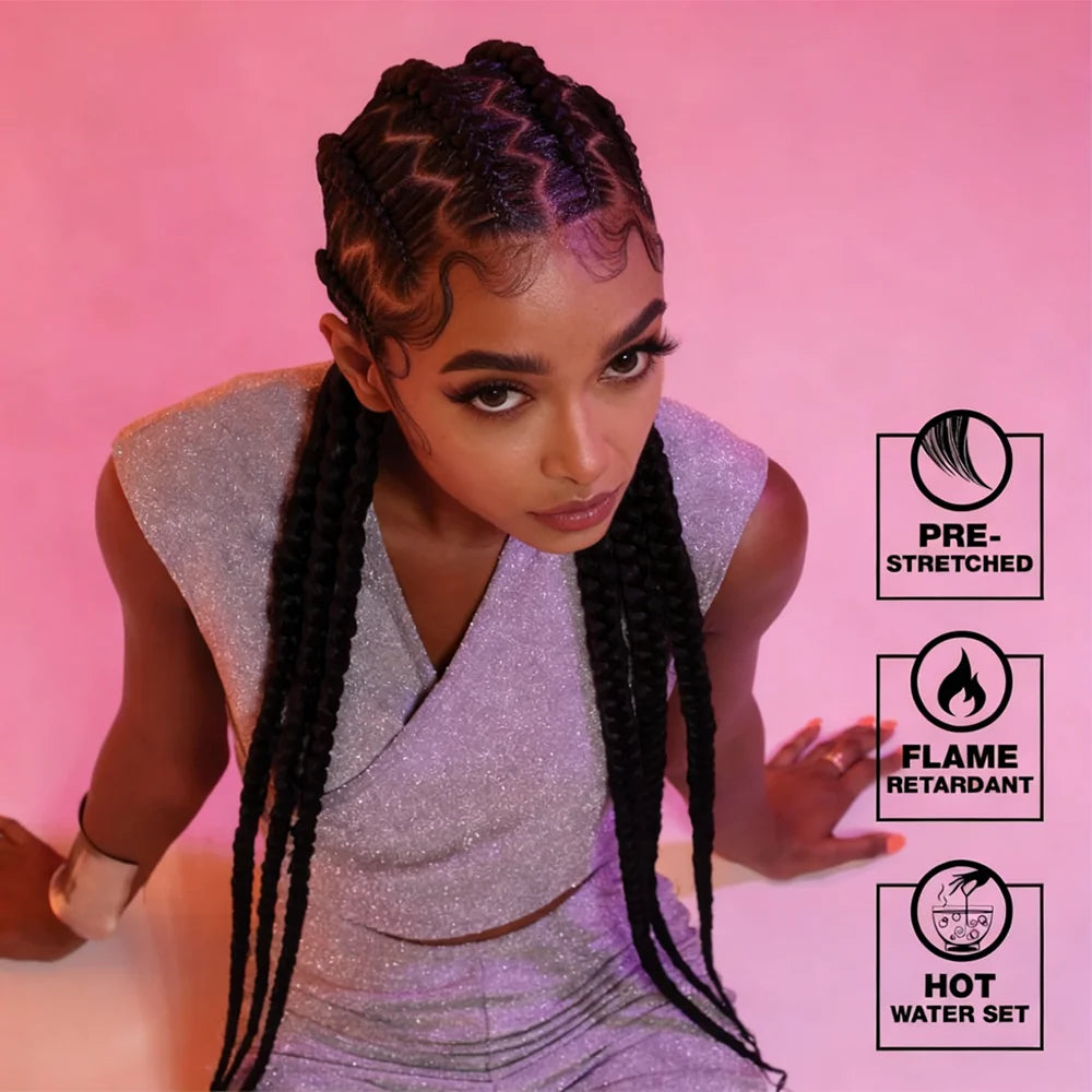38 inch 4x Sensationnel prestretched Synthetic braiding hair braid kanekalon flame retardant for box braid and twist For Women
