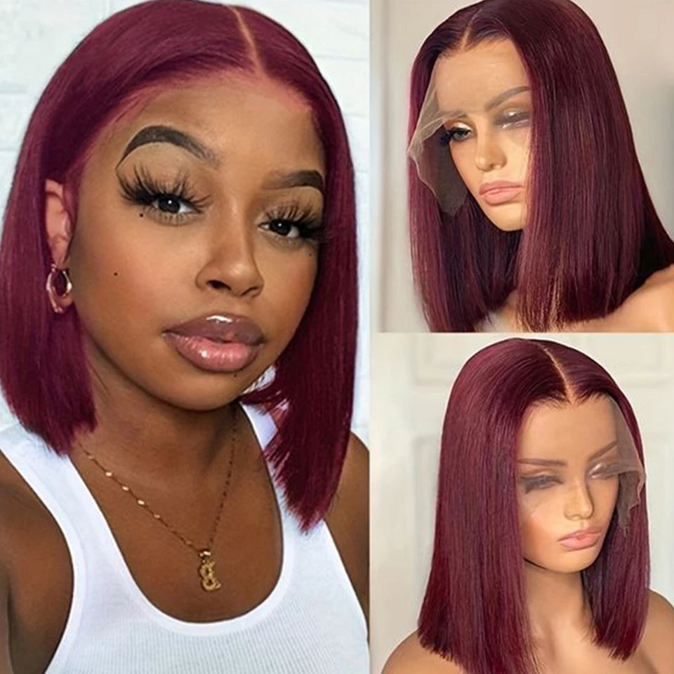 Straight Short Bob Lace Frontal Human Hair Wigs Ombre Blonde HD Transparent Brazilian Highlight 13x6x2 Lace Front Wig For Women