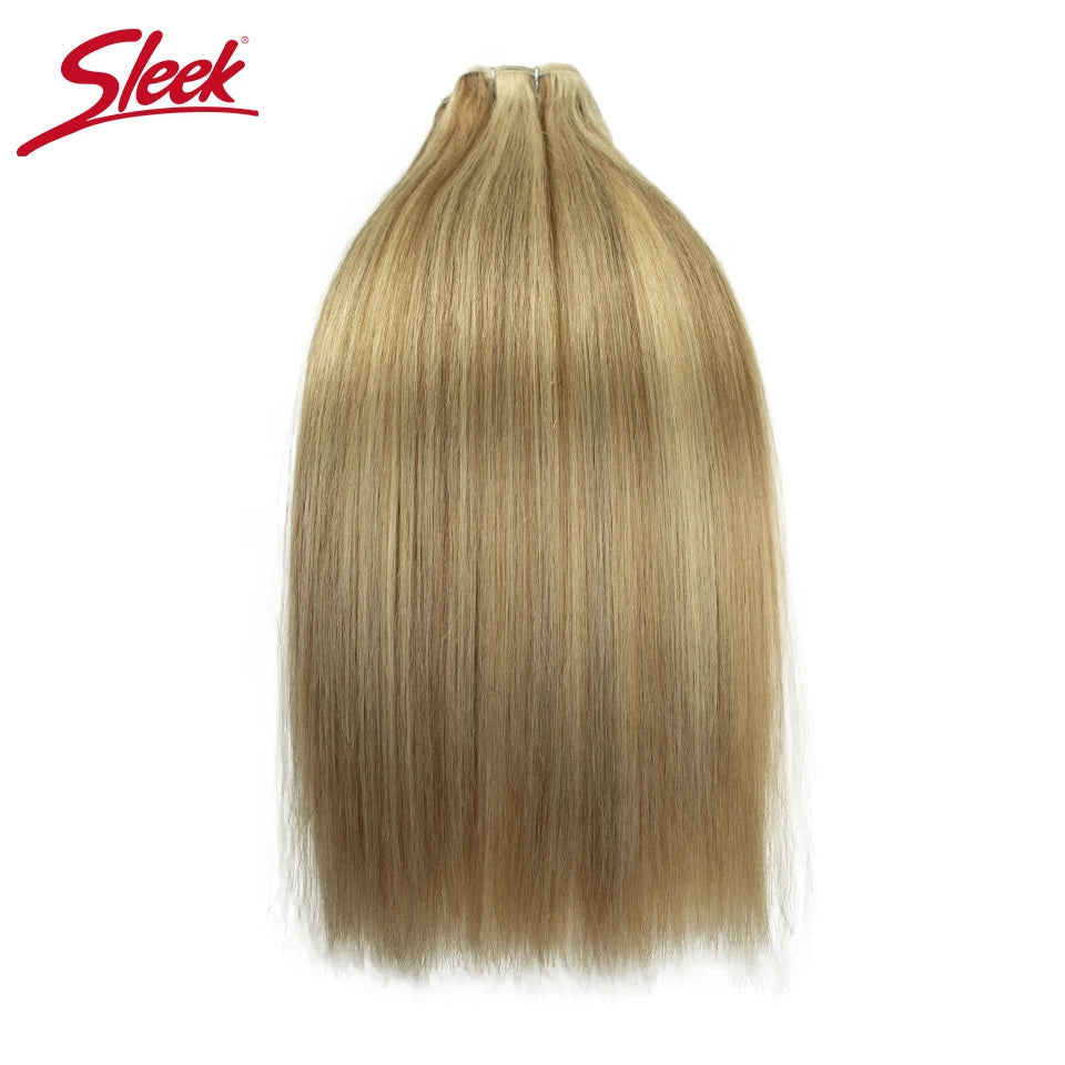 Sleek Peruvian Straight Human Hair Double Drawn Natural Human Hair Weave Bundles Highlight P4/27 P6/613 Remy Human Hair Bundle
