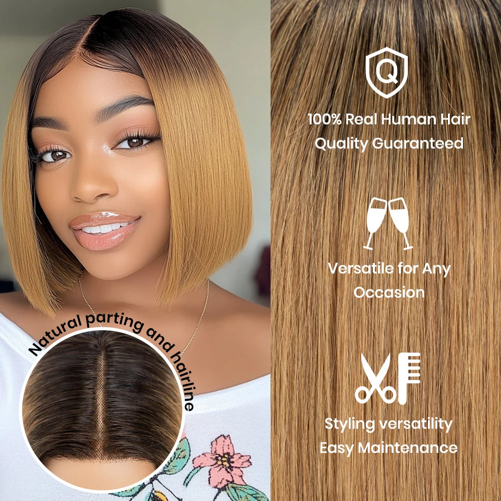 Sleek Ombre Pink Transparent Short T Lace Bob Human Hair Wigs Peruvian Straight 13x6x2 Lace Front Wig For Women Pre Plucked