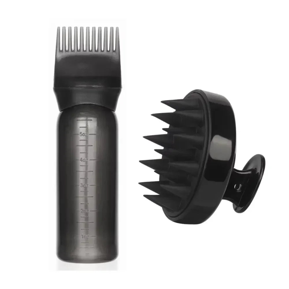 Silicone Shampoo Brush Scalp Massage Comb Hair Dye Oiling Bottle with Brush Salon Hair Styling Tool，Special for Real Hair Wigs