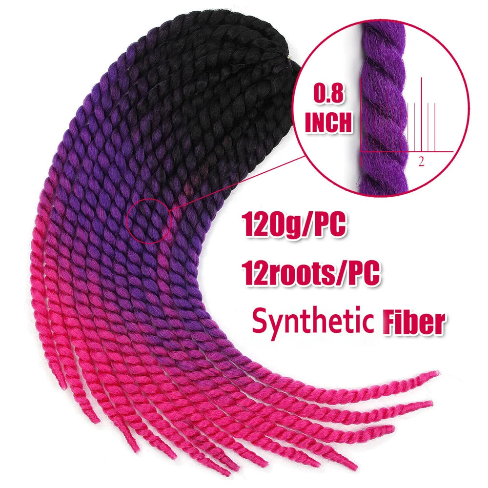 22 inch 120g Senegalese Twist Hair Jumbo Twist Braids Crochet Briads Ombre Synthetic Crochet Hair Braiding Hair For Black Women
