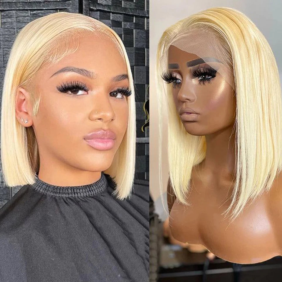 Sleek Ombre Pink Transparent Short T Lace Bob Human Hair Wigs Peruvian Straight 13x6x2 Lace Front Wig For Women Pre Plucked