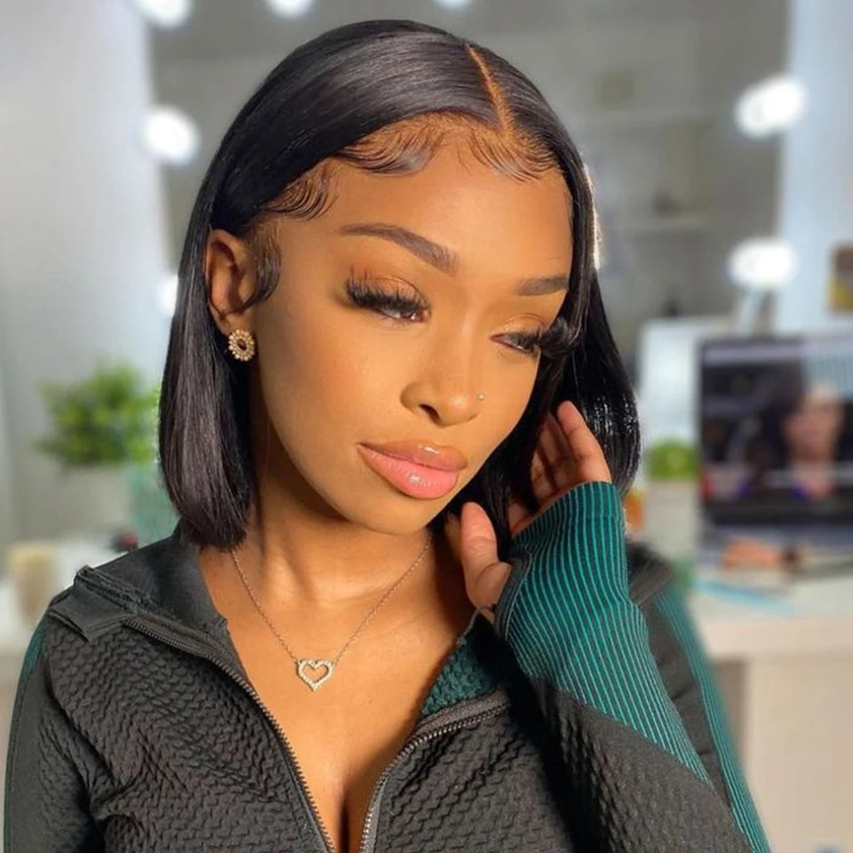Straight Short Bob Lace Frontal Human Hair Wigs Ombre Blonde HD Transparent Brazilian Highlight 13x6x2 Lace Front Wig For Women