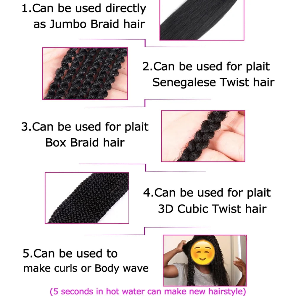 1/3/6 Packs 26 Inch Pre Stretched Braiding Hair Synthetic Easy Hair Yaki Straight Braids Wholesale Hot Water Setting For Women