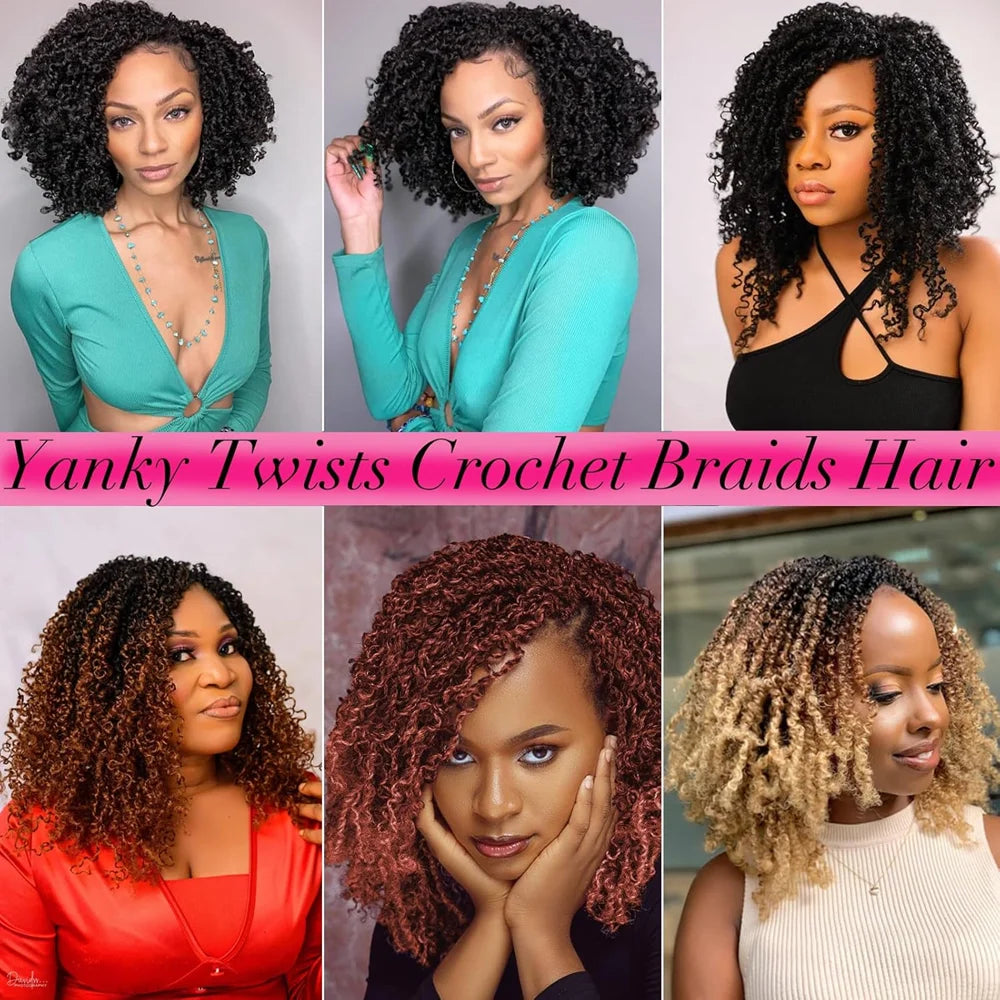 8/10/12Inch Pre-looped Yanky Twist Synthetic Crochet Hair 24s/PCS Pre-twisted Passion Twist Synthetic Braiding Hair Extensions