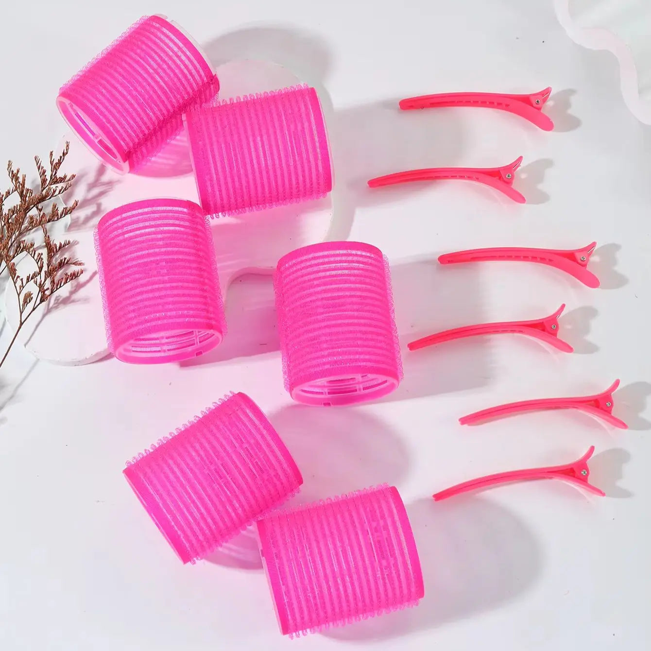 12pcs Curling Tool Set with 6 Non Heat Curlers and 6 Clips, available in multiple sizes Special for real hair wigs