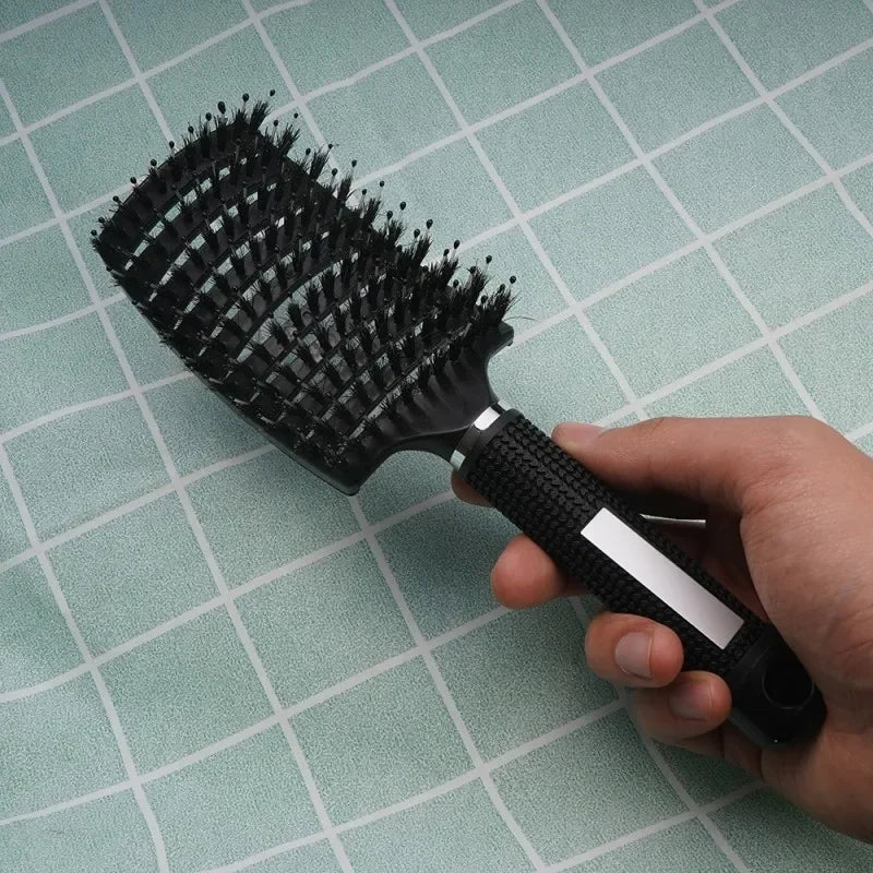 Hair Brush Exfoliating Hair Brush Bristle Women's Wet Curly Hair Comb Salon Hair Styling Tool，Special for Real Hair Wigs