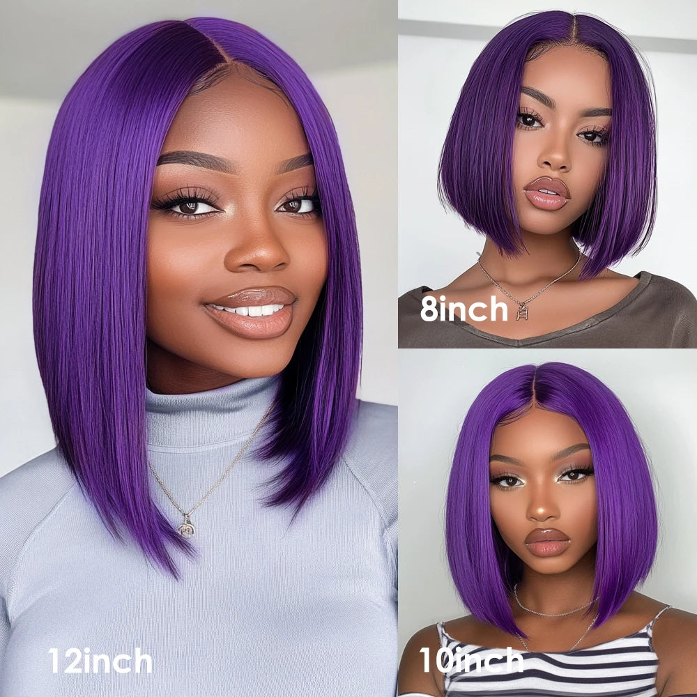 Sleek Ombre Pink Transparent Short T Lace Bob Human Hair Wigs Peruvian Straight 13x6x2 Lace Front Wig For Women Pre Plucked