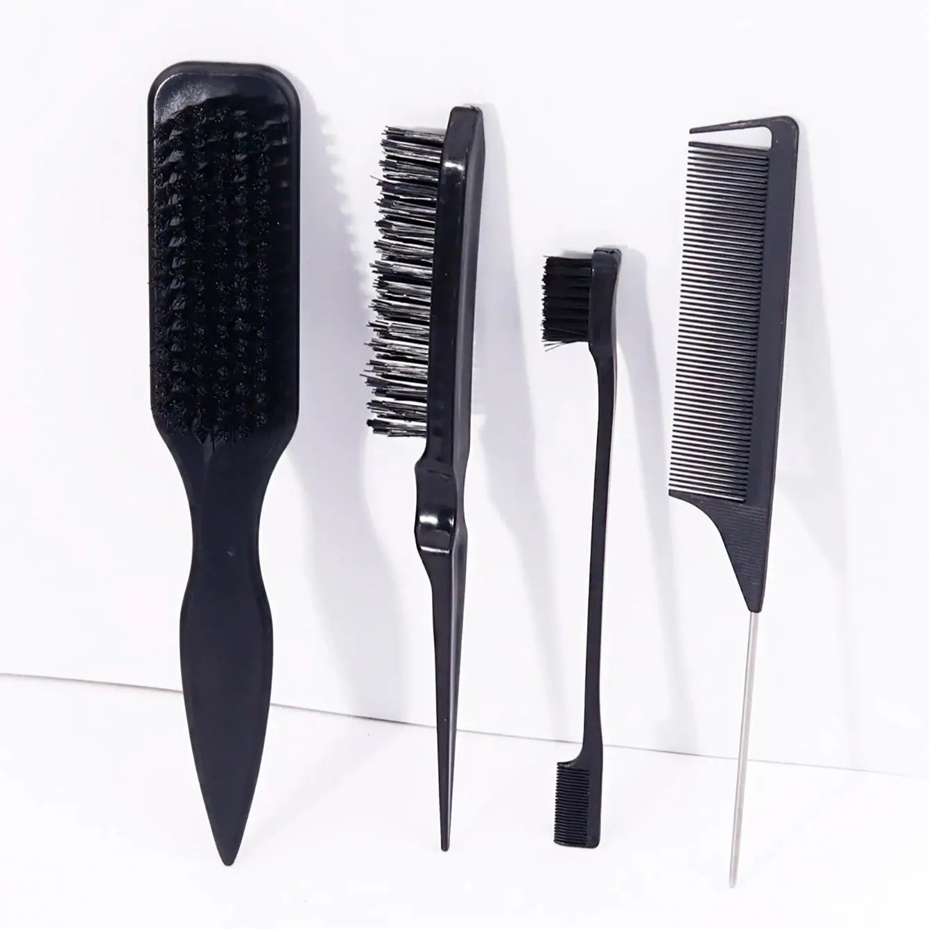4pcs set of pointed tail brush combs, anti-static, nylon bristles, used for smoothing hair Special for Real Hair Wigs
