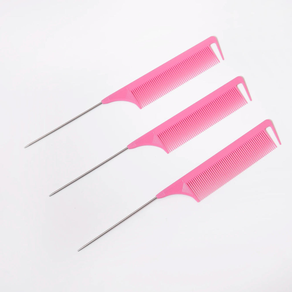 3 metal needle mouse tail combs with scales, hair styling combs for hair distribution, dyeing combs，Special for real hair wigs