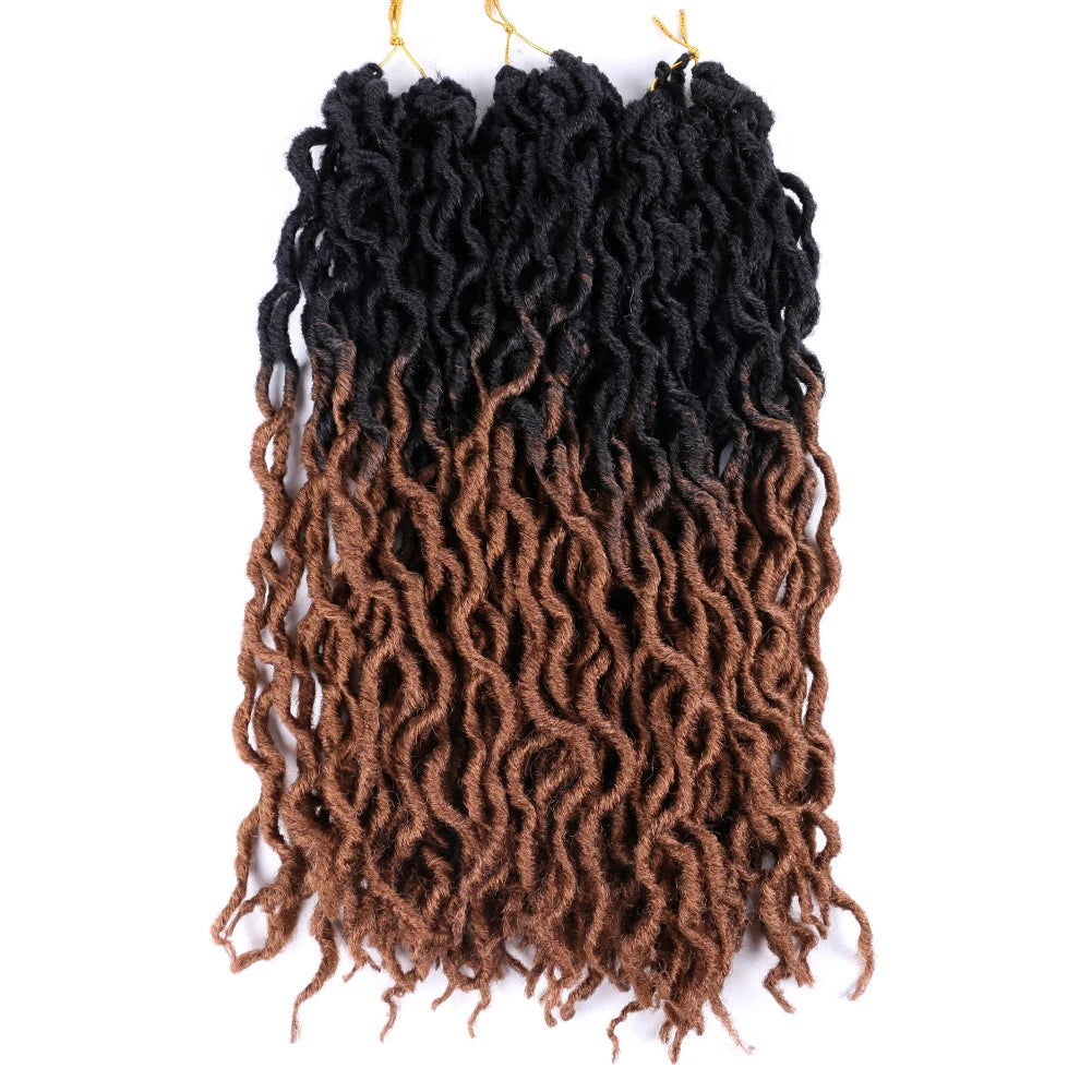18inch Synthetic Gypsy Goddess Faux Locs Crochet Hair 24s/p Curly Twist Soft Pre-Looped Braids Dreadlocks Extensions for Women