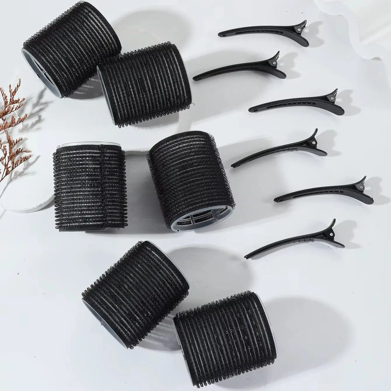 12pcs Curling Tool Set with 6 Non Heat Curlers and 6 Clips, available in multiple sizes Special for real hair wigs
