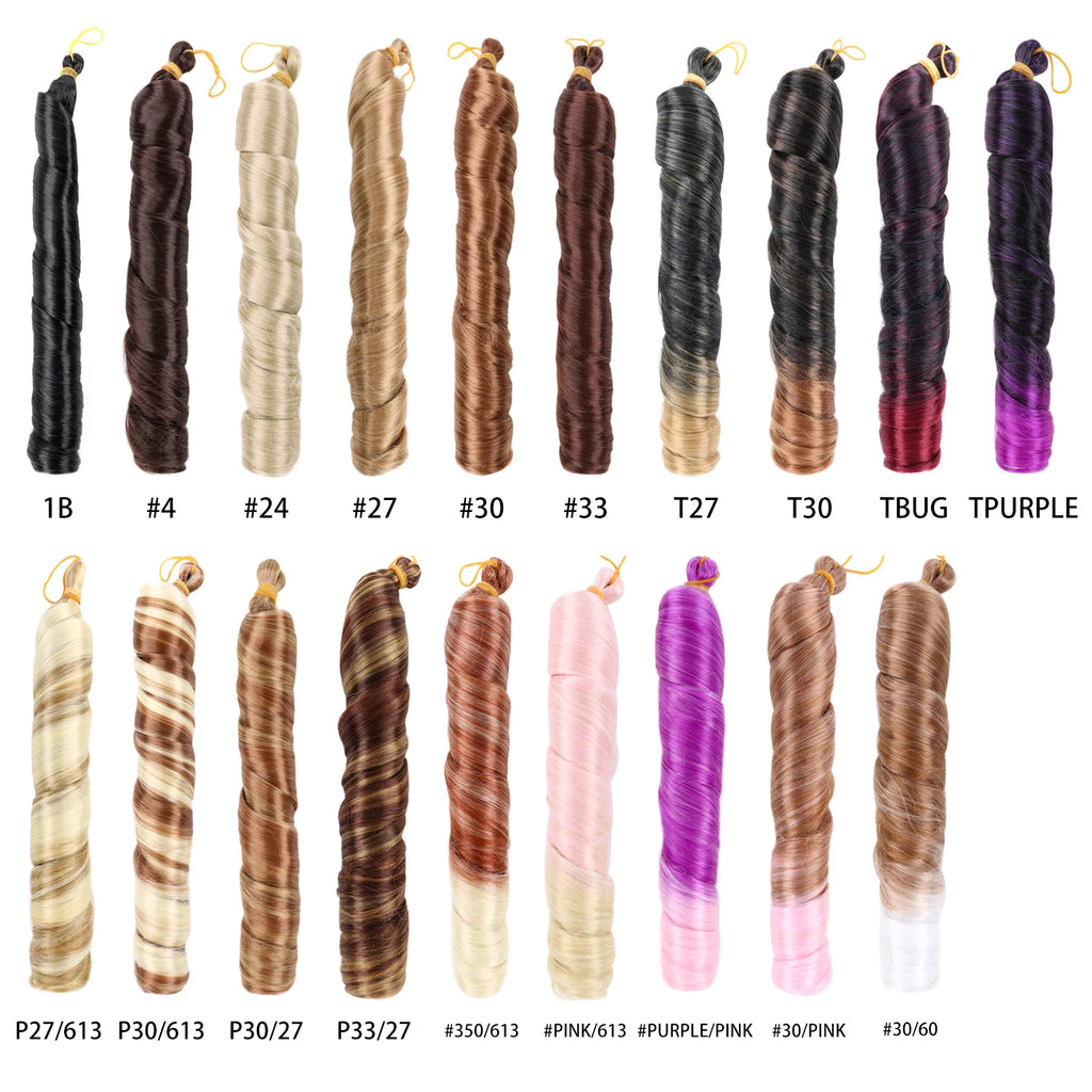 22 Inch Loose Wave Spiral Curl Synthetic Braids High Temperature Ombre Pre Stretched Hair Extensions French Curls For Women