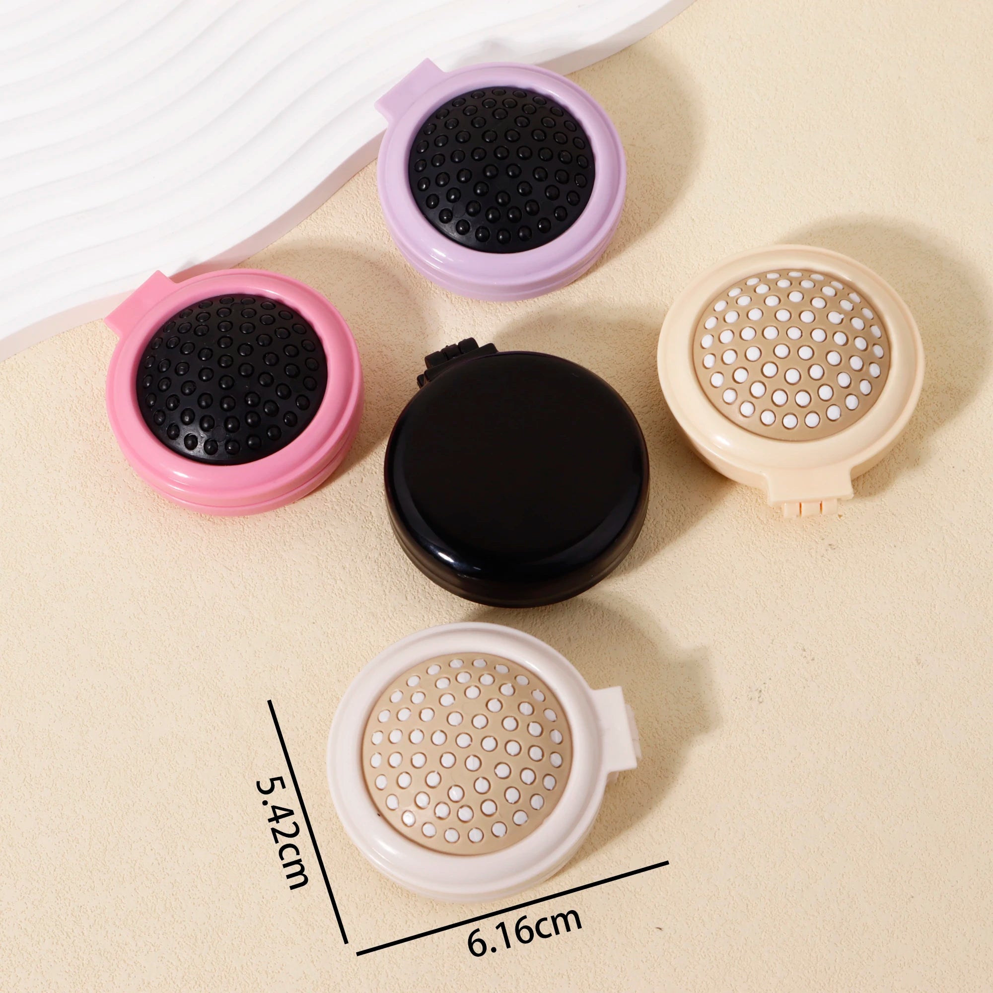 5pcs foldable airbag comb,foldable pocket comb with mini makeup mirror,integrated flip cover design,Special for real hair wigs