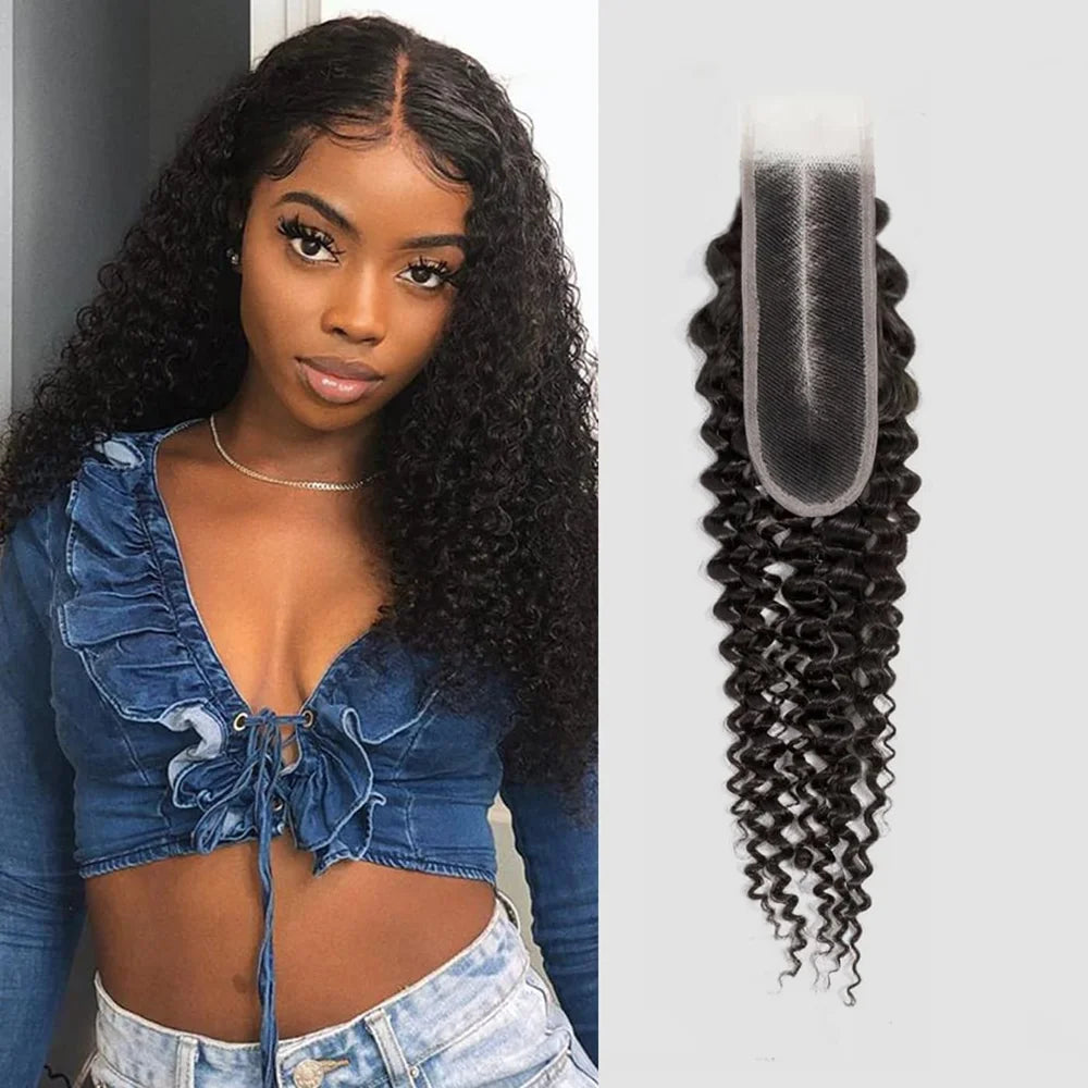 2x6 Deep Wave Closure Lace Closure Human Hair Natural Color Closure Unprocessed Brazilian Virgin Remy Hair Middle Part For Woman