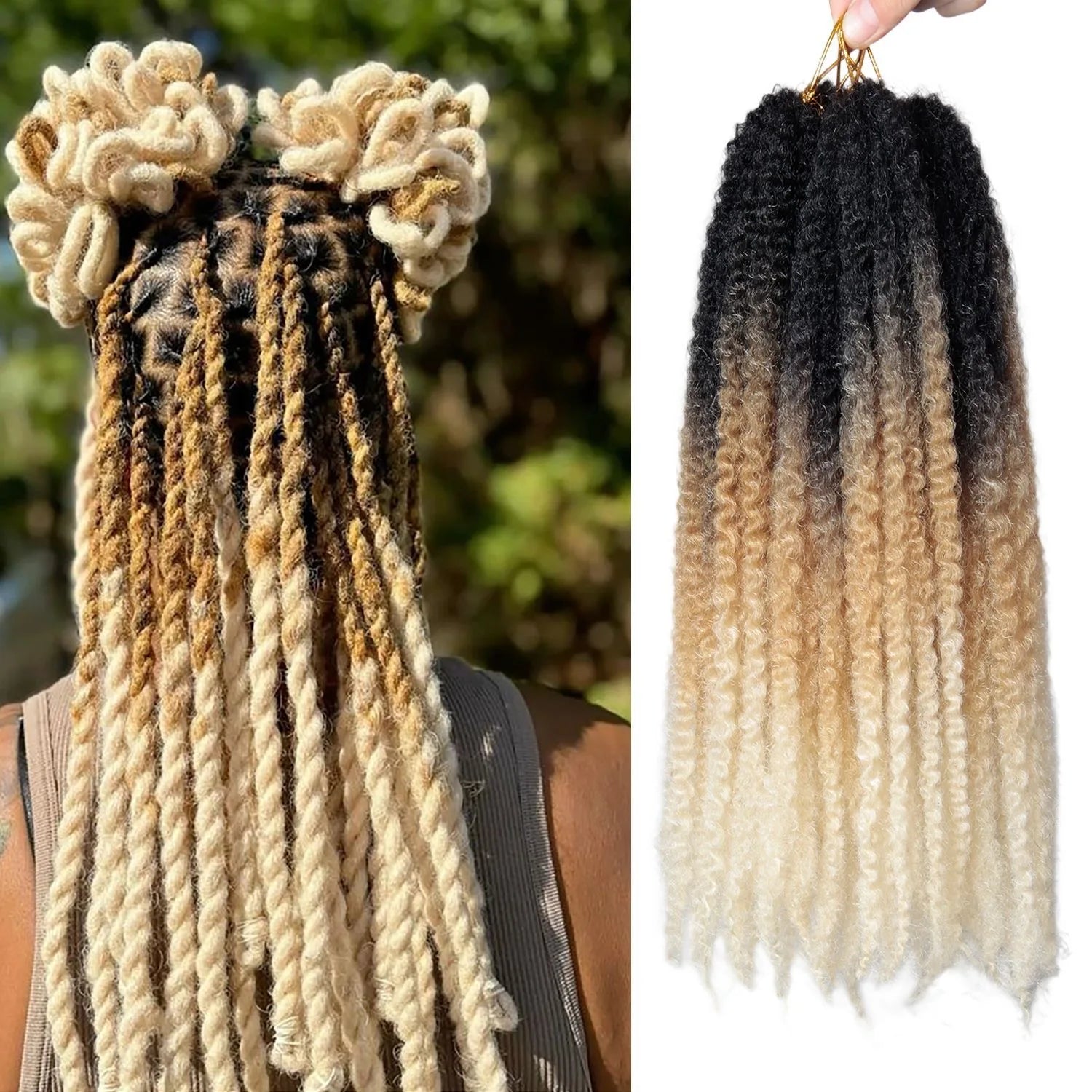 1B/30/27 Synthetic Marley Hair 18 Inch Marley Twist Hair Afro Kinky Curly for Faux Locs Twist Hair Extensions 8strands/Pack