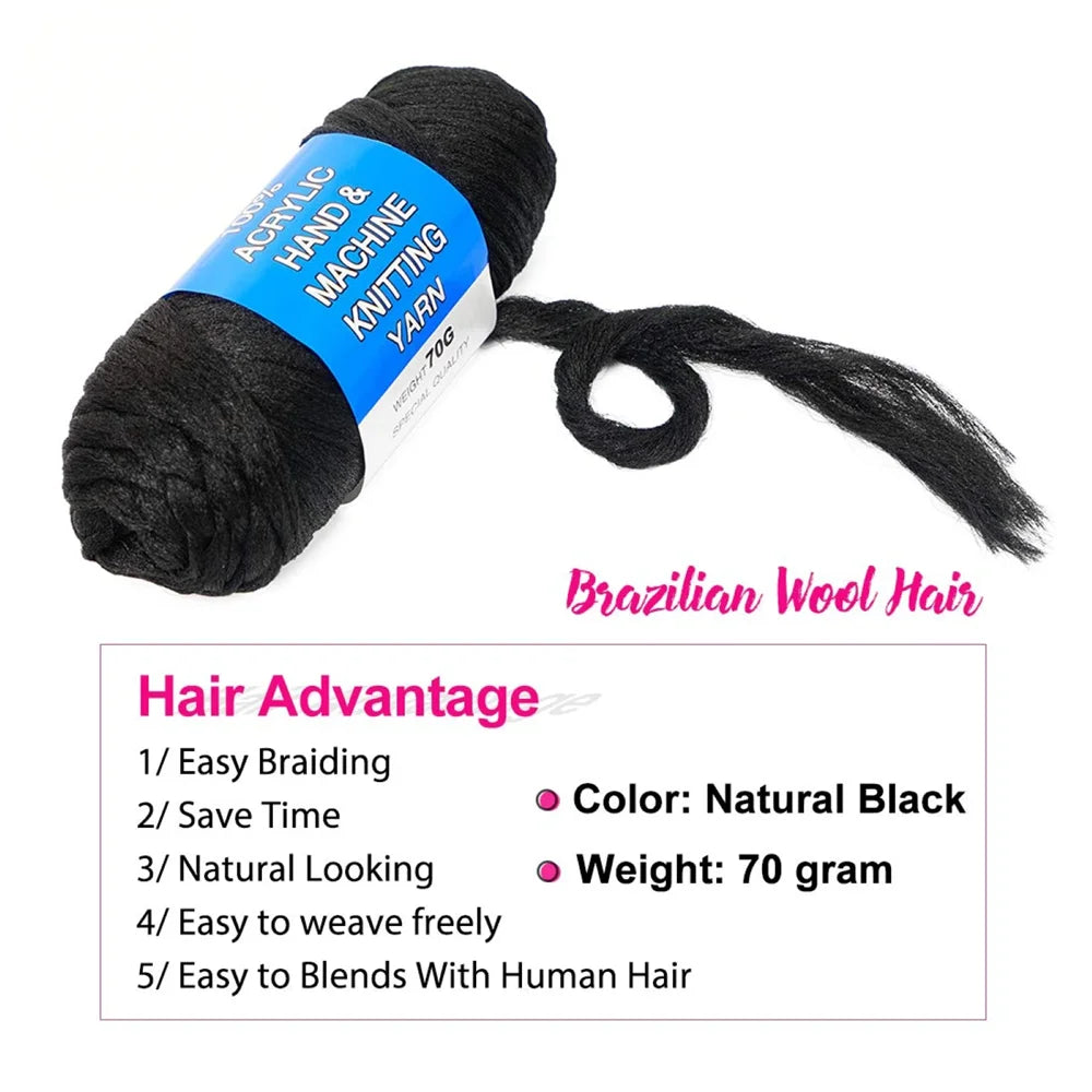 Black Brazil Wool Hair Acrylic Extension Yaki Synthetic Hair Senegalese Twist Faux Locs Wraps Jumbo Crochet Braiding Hair