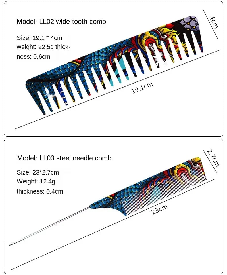 Chinese Dragon Personality Hair Cutting Comb Salon Hair Stylist Professional Male Pointed Tail Comb Special for Real Hair Wigs
