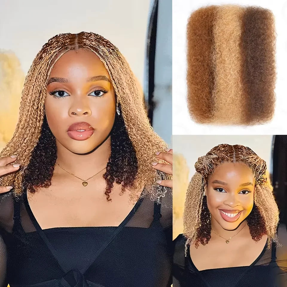 Sleek Highlight Braids Afro Kinky Bulk Hair No Attachment QVR Afro Curly Bulk Human Hair For Braiding Brazilian Remy Dreadlock