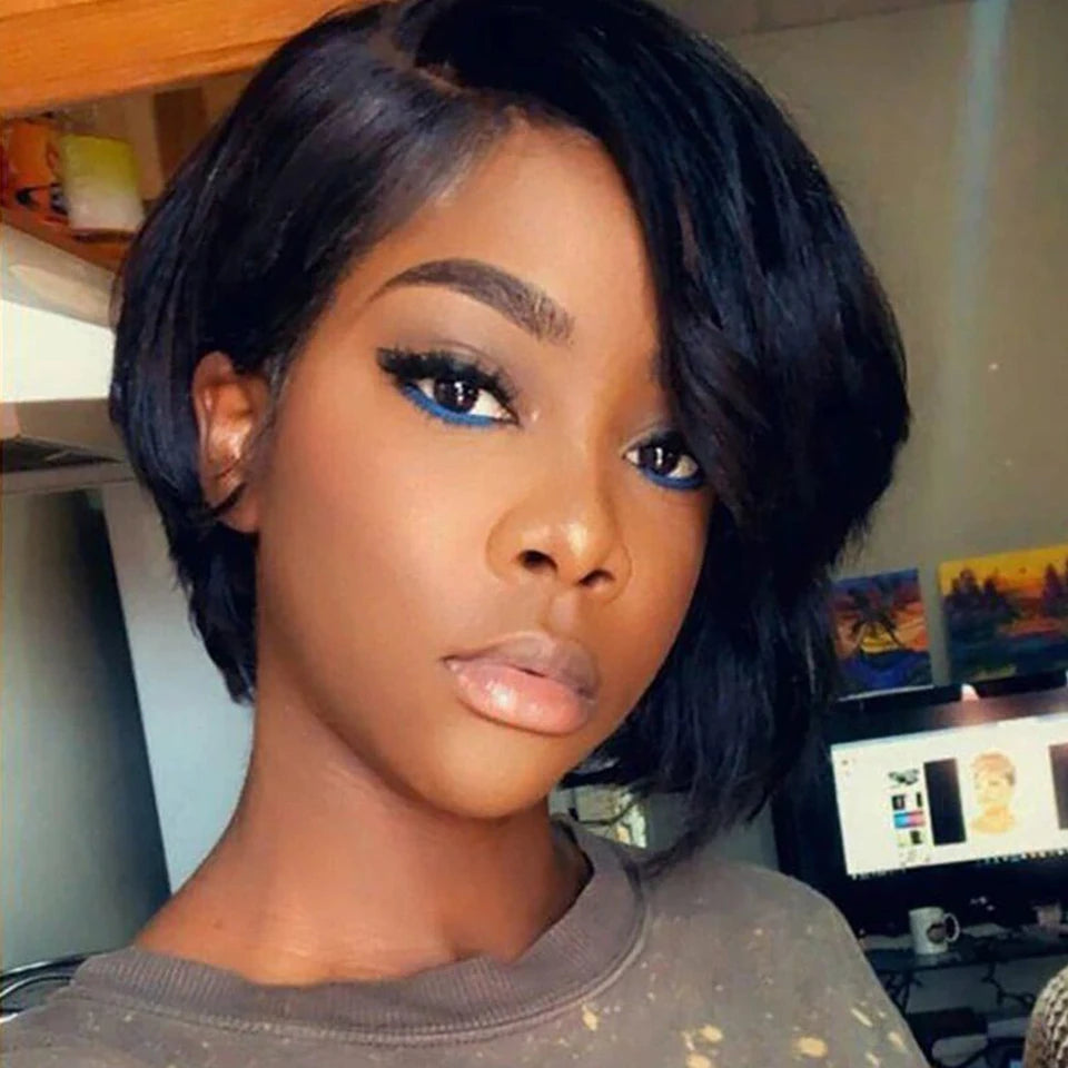 Sleek Burgundy Short Bob Wig With Bangs Side Part Bob Human Hair Wigs For Black Women Colored 99J Brown Brazilian Hair Wigs