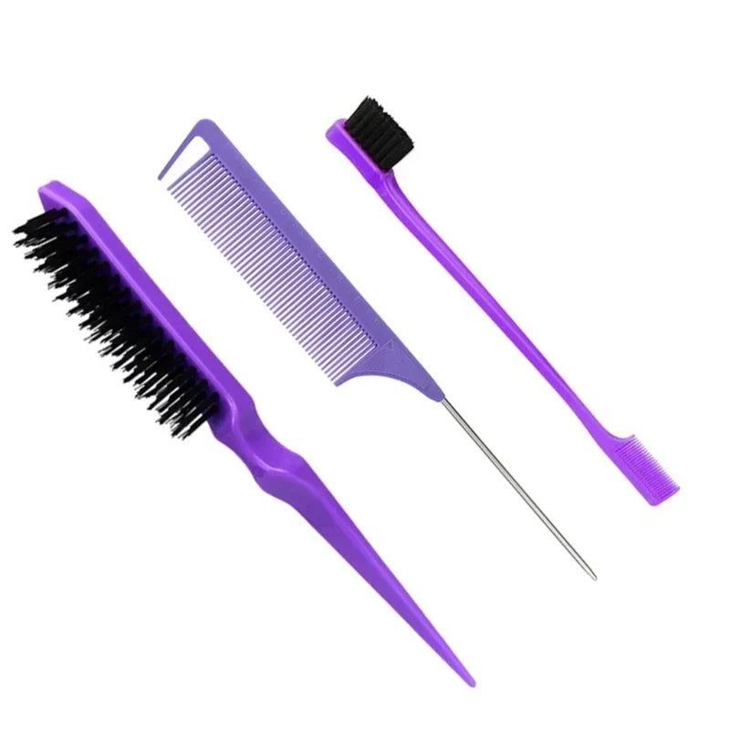 3pcs styling comb set teasing comb triple teasing comb mouse tail comb edge brushing hair tail tool，Special for real hair wigs