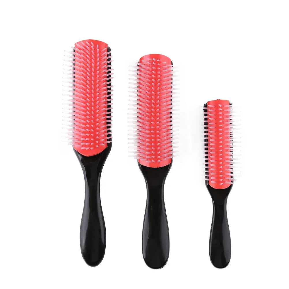 9-Rows Detangling Hair Brush Detangler Hairbrush Scalp Massager Straight Curly Wet Removable Brush Special for Real Hair Wigs
